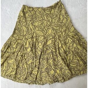Vintage KASPER FLARE Midi‎ Skirt Women's  size 8 Zip Close Yellow Brown Paisley